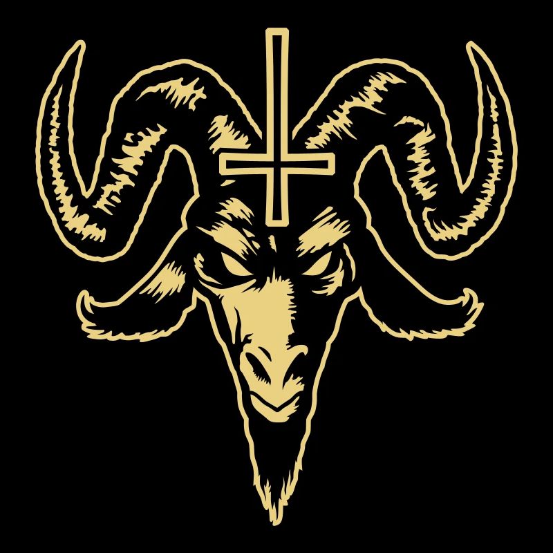 Goat Head with Cross (inverted)