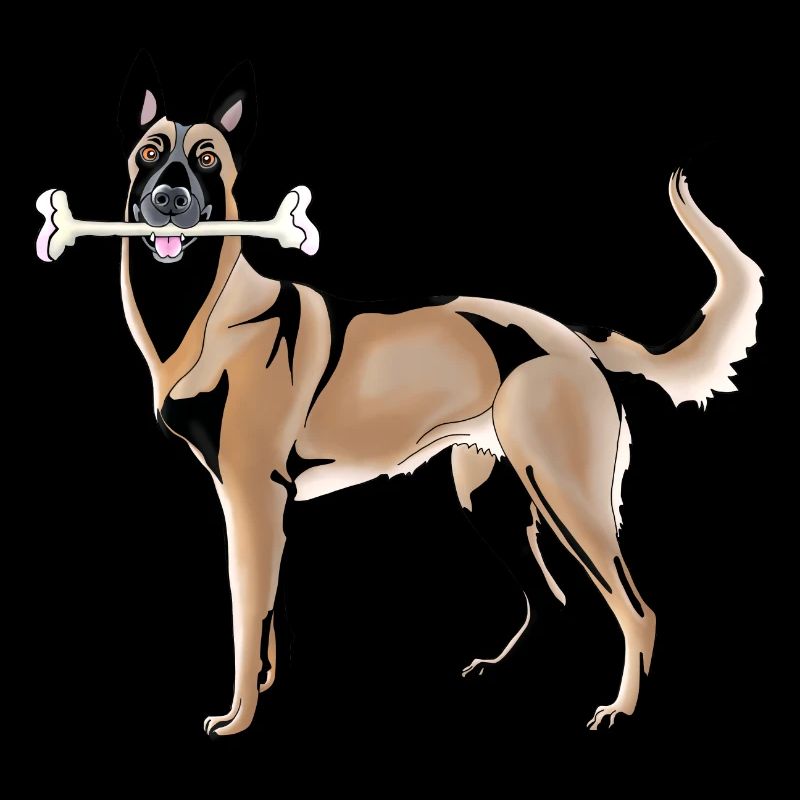 Malinois Schäferhund mit Knochen