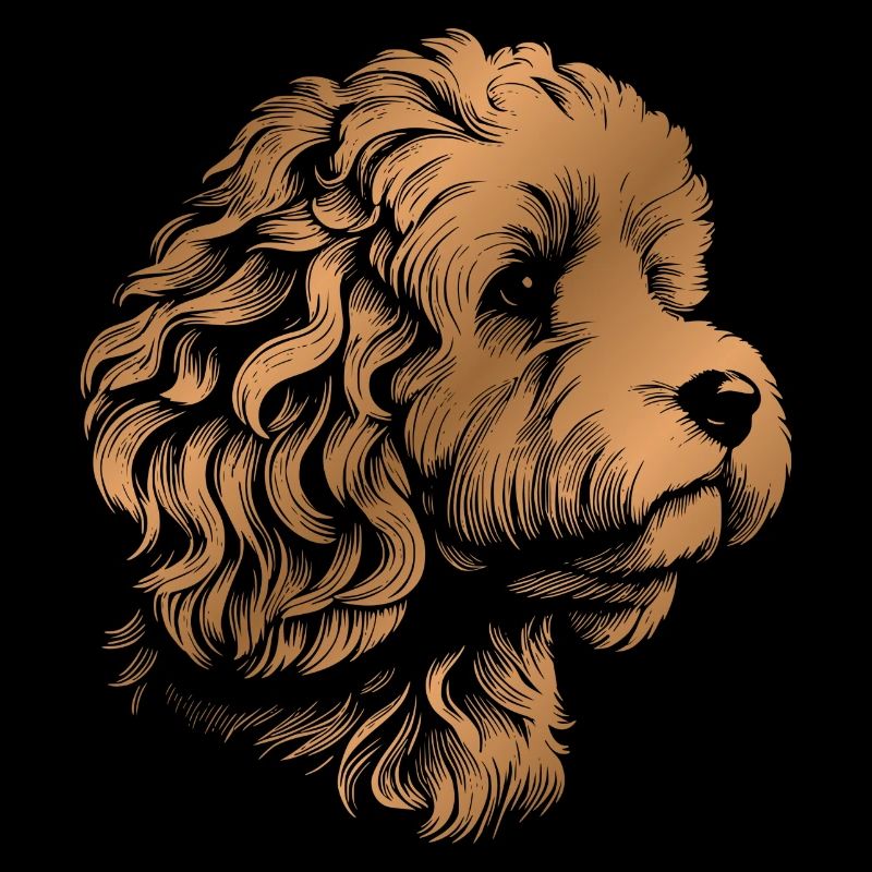 Cockerpoo Cocker Épagneul Caniche Portrait, Dessin