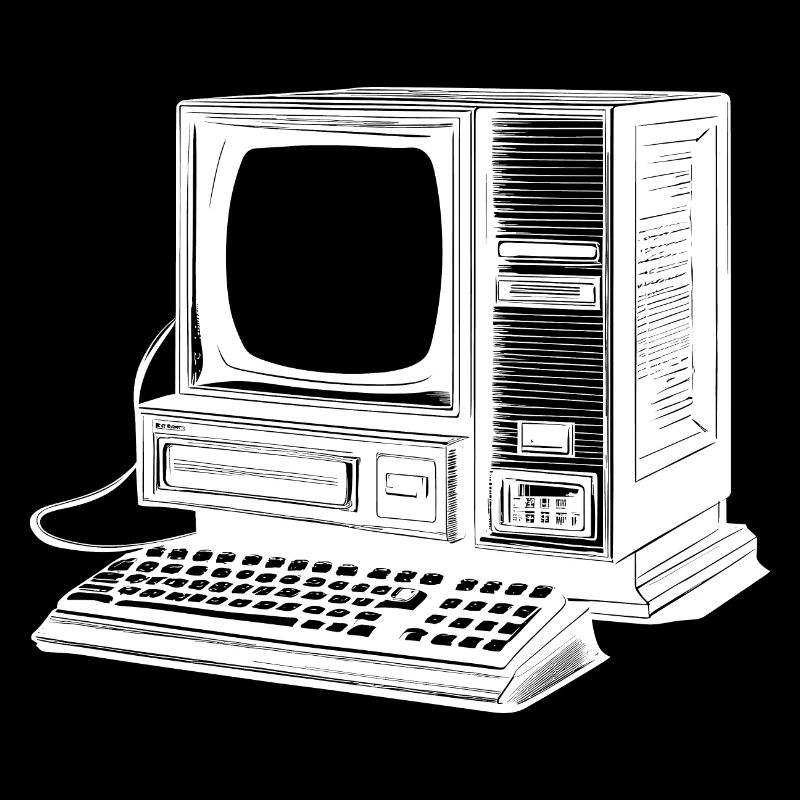 Retro Vintage Computer Skizze