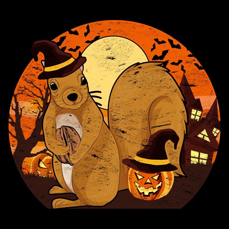 Hexen Hut Tier Geschenk Halloween Eichhörnchen