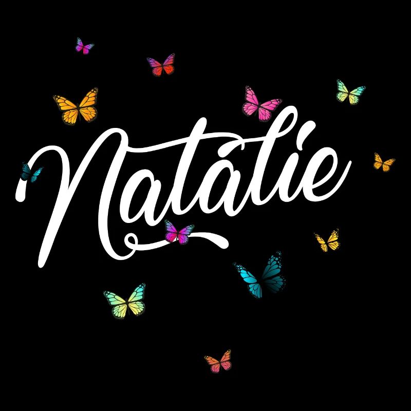 NATALIE - Mädchen Name mit bunten Schmetterlingen