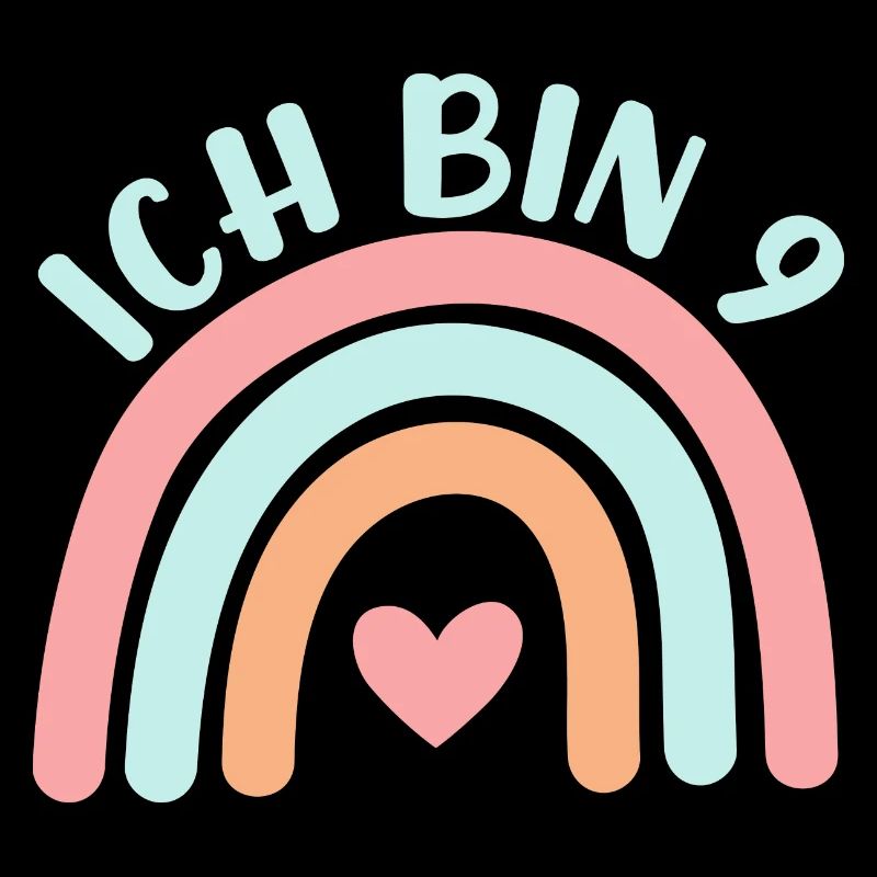 Ich bin 9 niedliche Regenbogen Design Junge Mädche