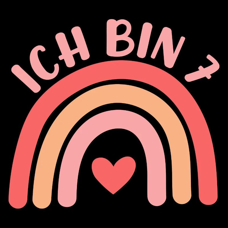 Ich bin 7 niedliche Regenbogen Design Junge Mädche