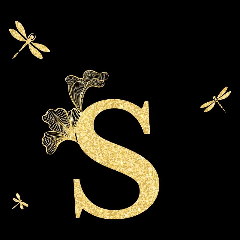 Buchstabe s Goldene Glitzer Libelle - Geschenkidee