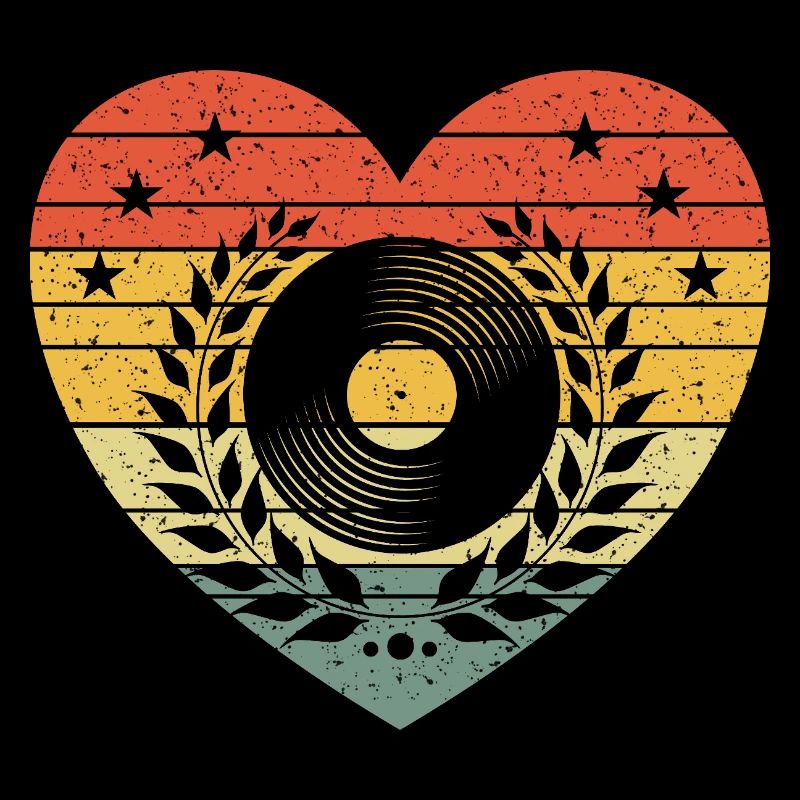 Coeur vintage avec disque vinyle – Retro Music Design