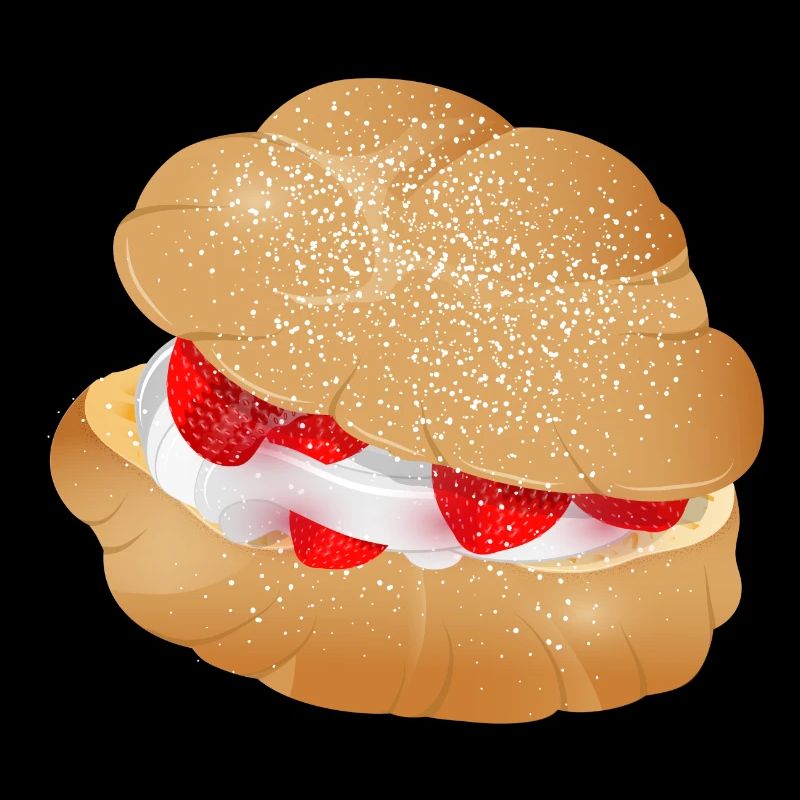 Mit Sahne und Erdbeeren gefüllter Windbeutel