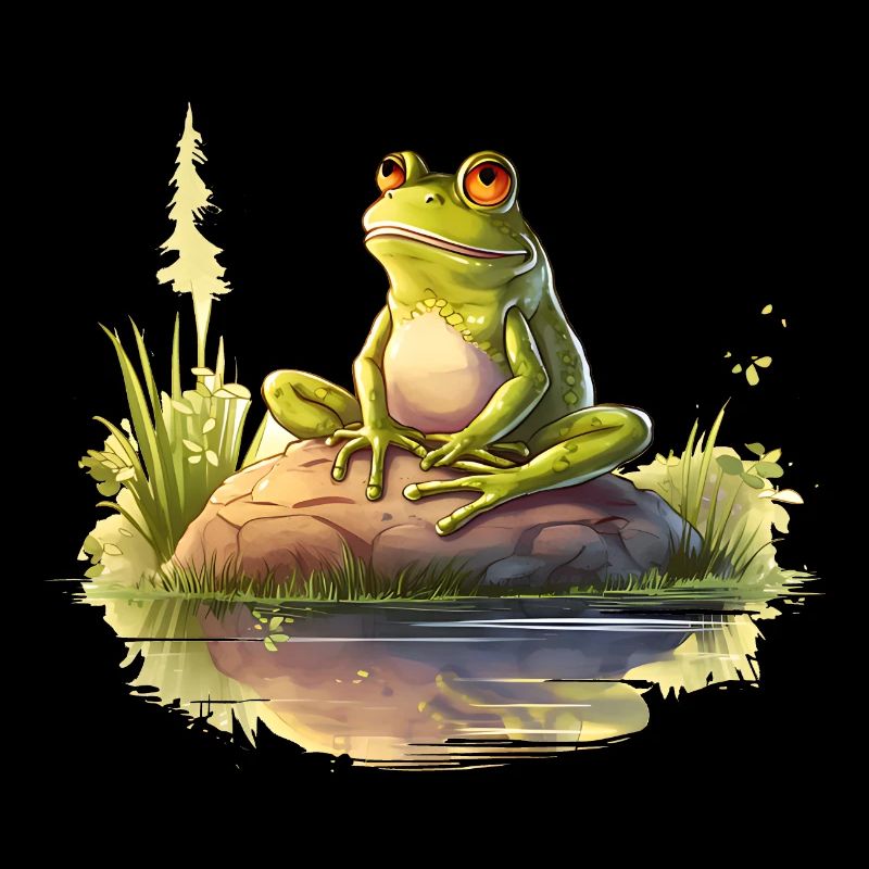 Frosch träumt in der Abendsonne