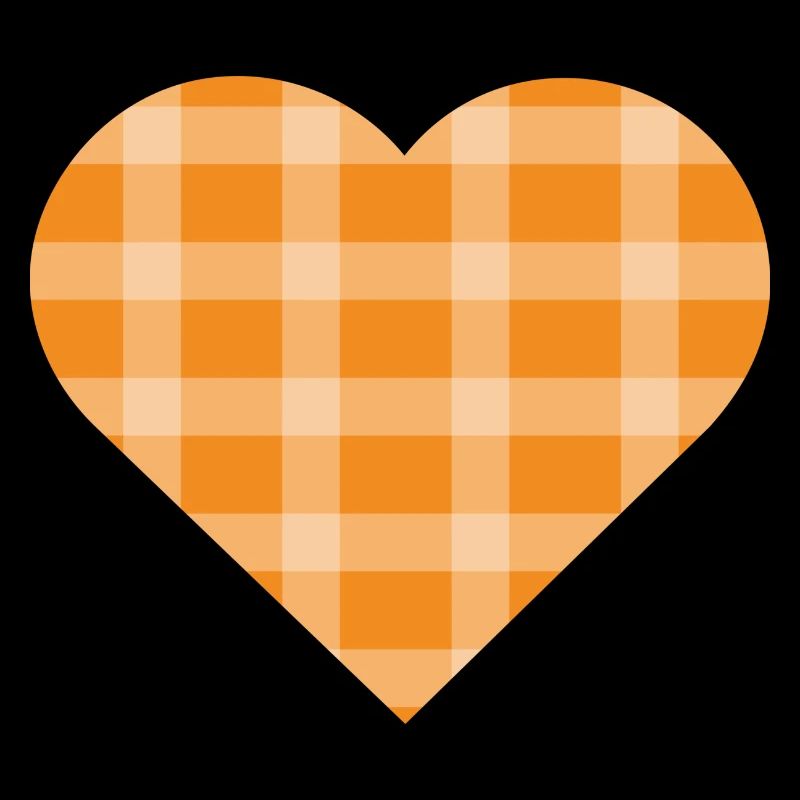 Bright Orange Pastel Checkered Pattern Cute Heart