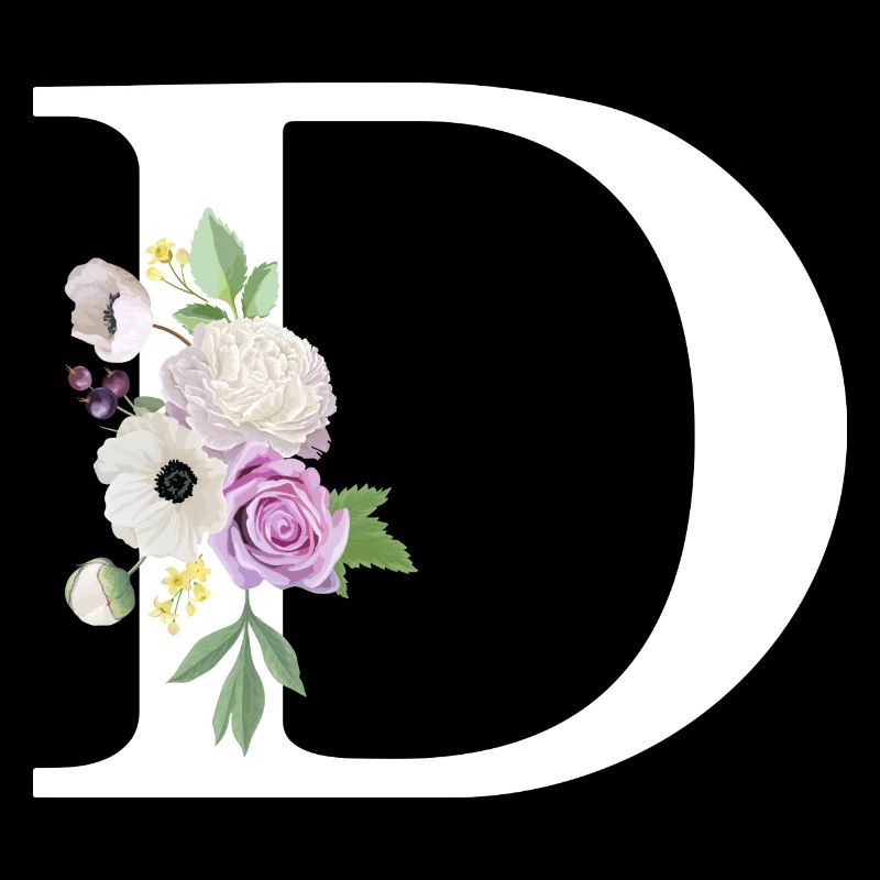 Lila Blumenbuchstabe D