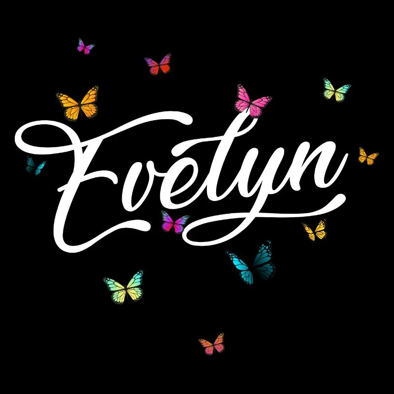 EVELYN - Mädchen Name mit bunten Schmetterlingen