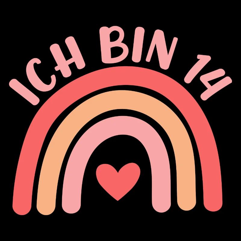 Ich bin 14 niedliche Regenbogen Design Junge Mädch