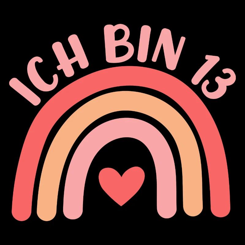Ich bin 13 niedliche Regenbogen Design Junge Mädch