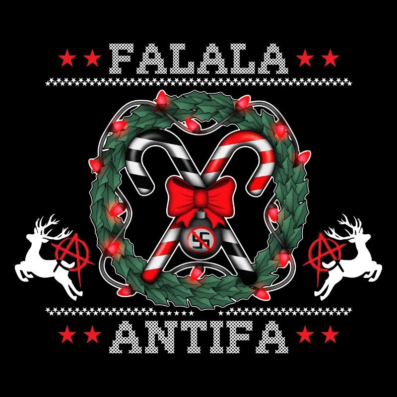 Pull de Noël moche : FALALA ANTIFA !
