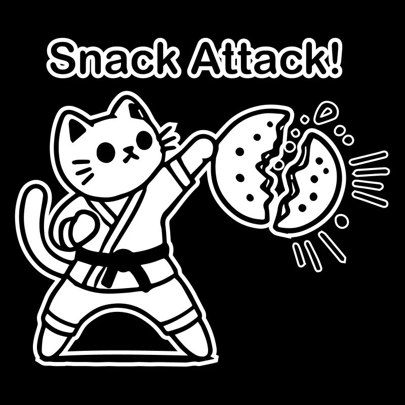 Karaté Chat frappant un biscuit - Snack Attack Design
