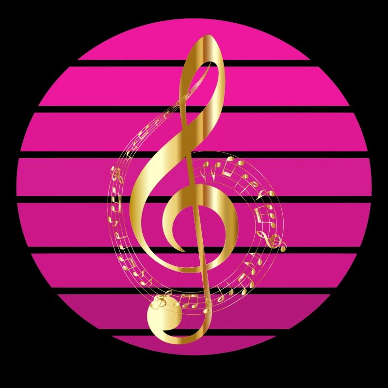 Note de musique dorée au coucher du soleil