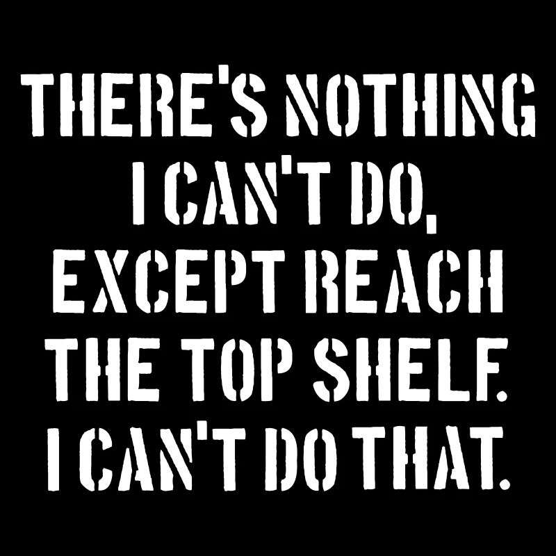 Nothing I Can't Do Except Reaching The Top Shelf