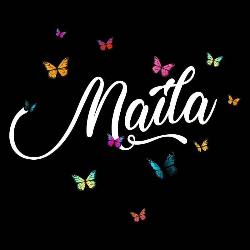 MAILA - Mädchen Name mit bunten Schmetterlingen