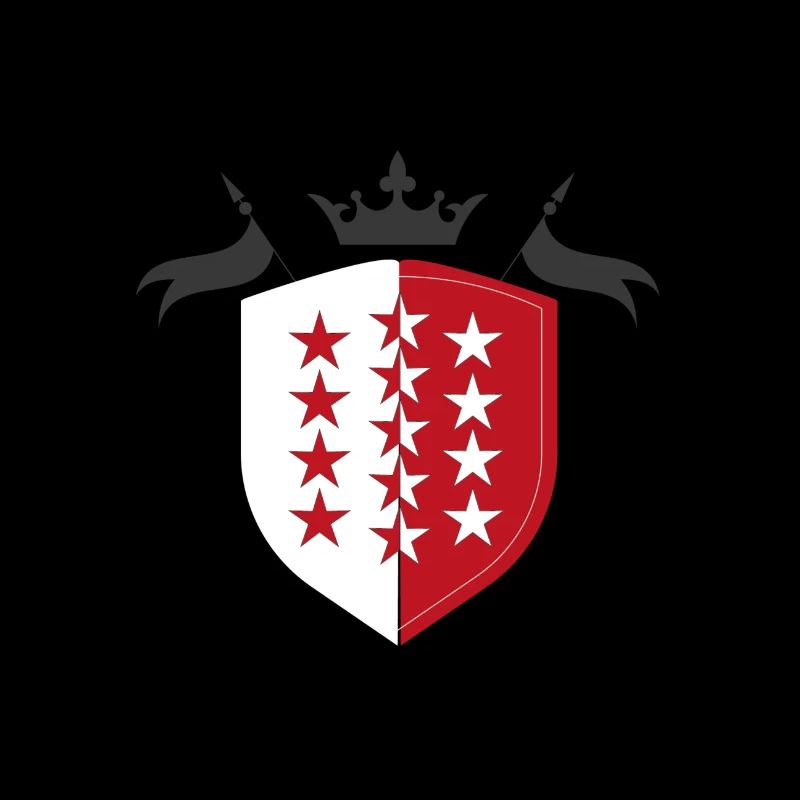 Drapeau du Valais avec couronne et drapeaux