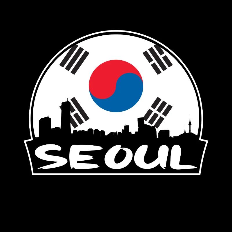 Séoul Corée du Sud Drapeau Skyline Silhouette Voyage