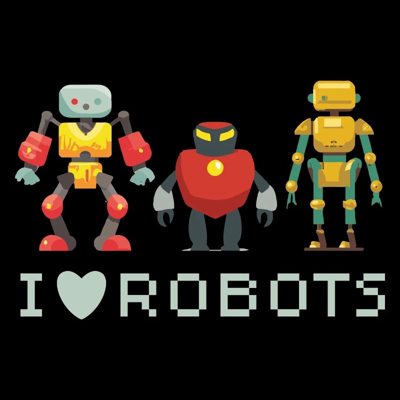 I Love Robots Three Androids Cute