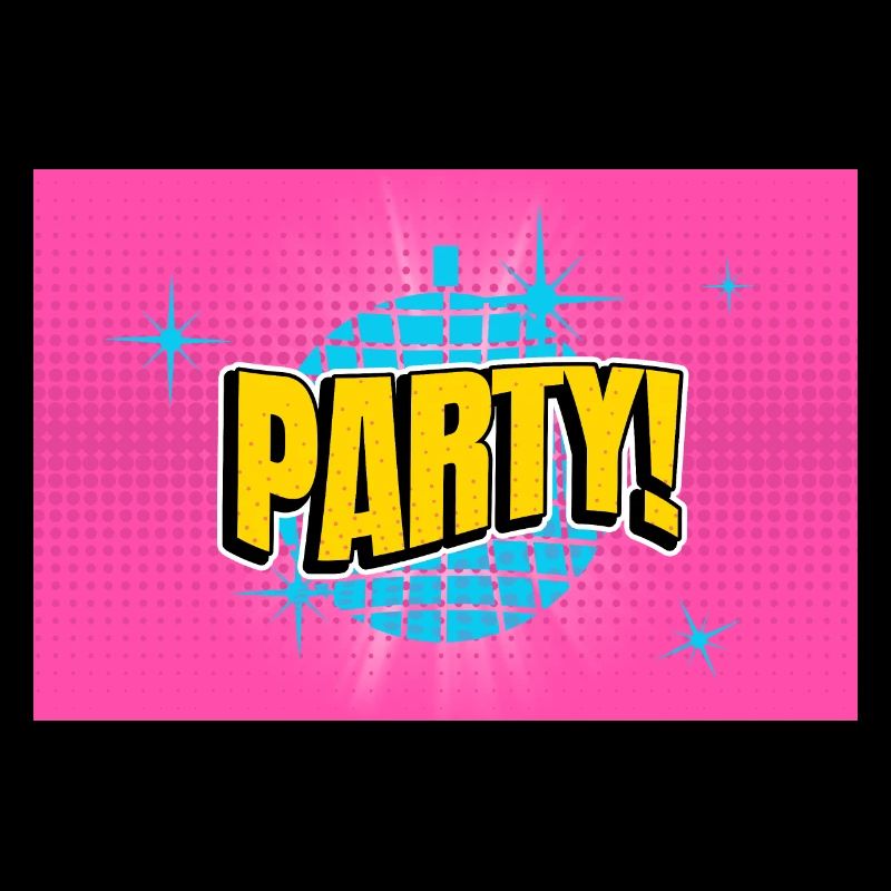 Party Disco Comic Stil Blase Graffiti Schriftzug