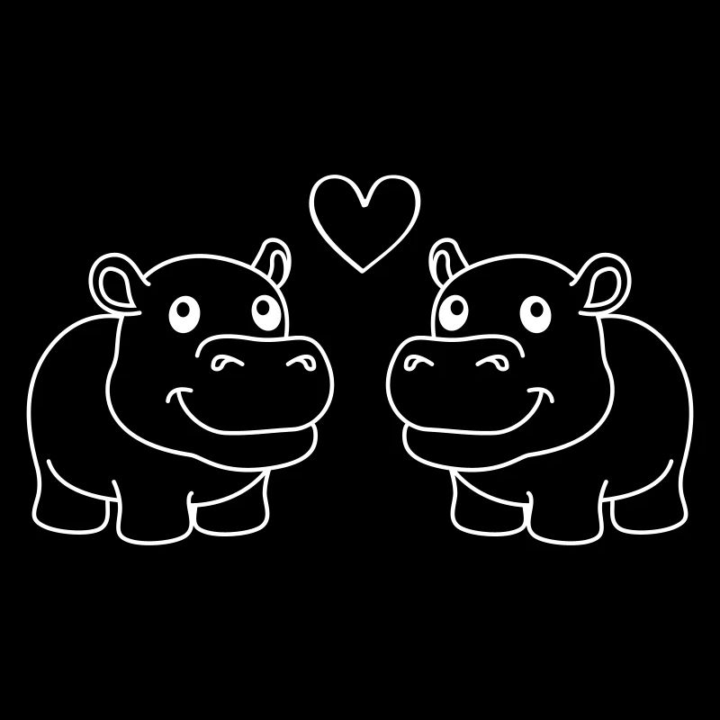 Nilpferd Comic Tier Paar Liebe