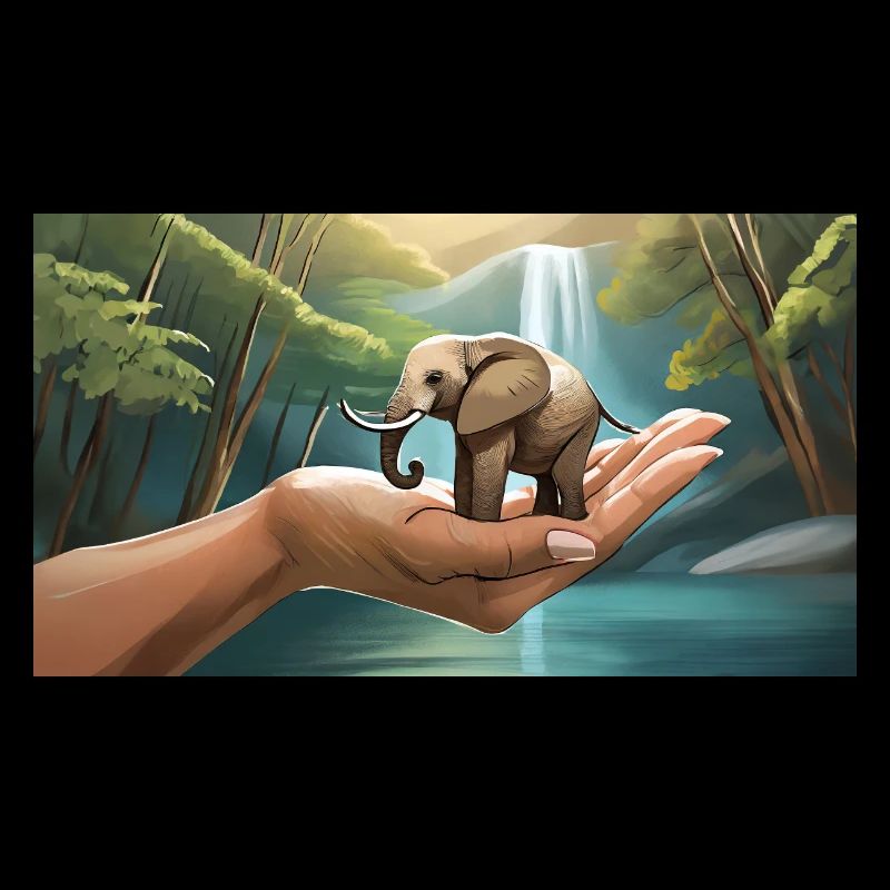 Lustiger Huhu, ein Elefant ist so klein wie eine Handfläche