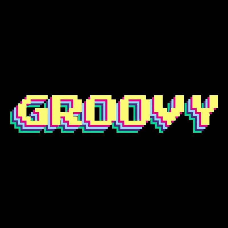 Groovy Funky oui 90s Design Coloré Word 3D Pixel
