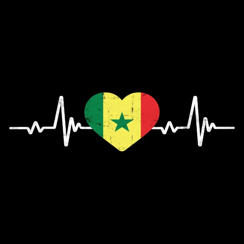 Sénégal Coeur Drapeau Sénégalais Rétro