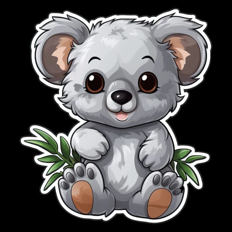 Koala mignon avec des feuilles d’eucalyptus
