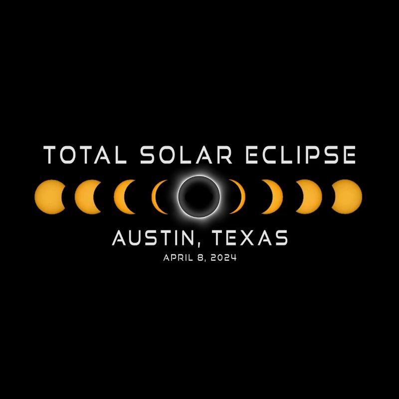 Austin Texas Solar Eclipse 2024 8 avril Souvenir
