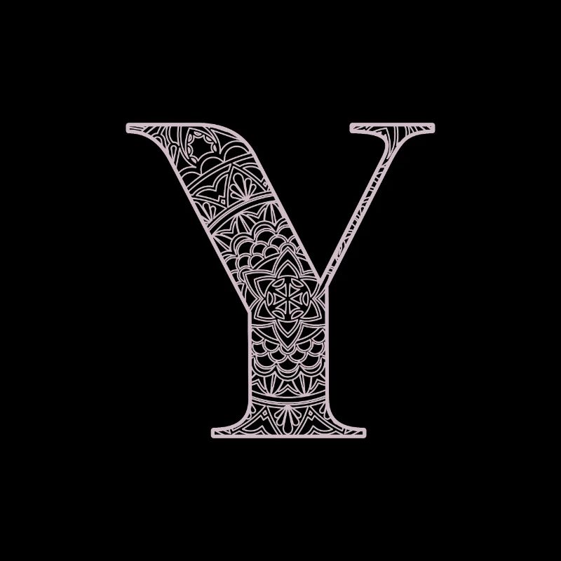 Mandala Monogram Initial in Dusky Pink - Letter Y
