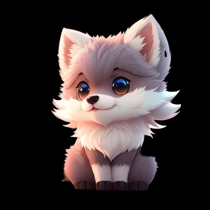 Cute Tiny Hyperrealistic Anime Wolf Tee, Pet