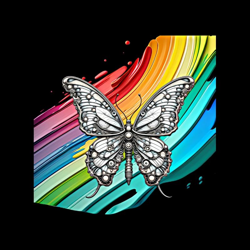 Steampunk Schmetterling mit Regenbogen Hintergrund