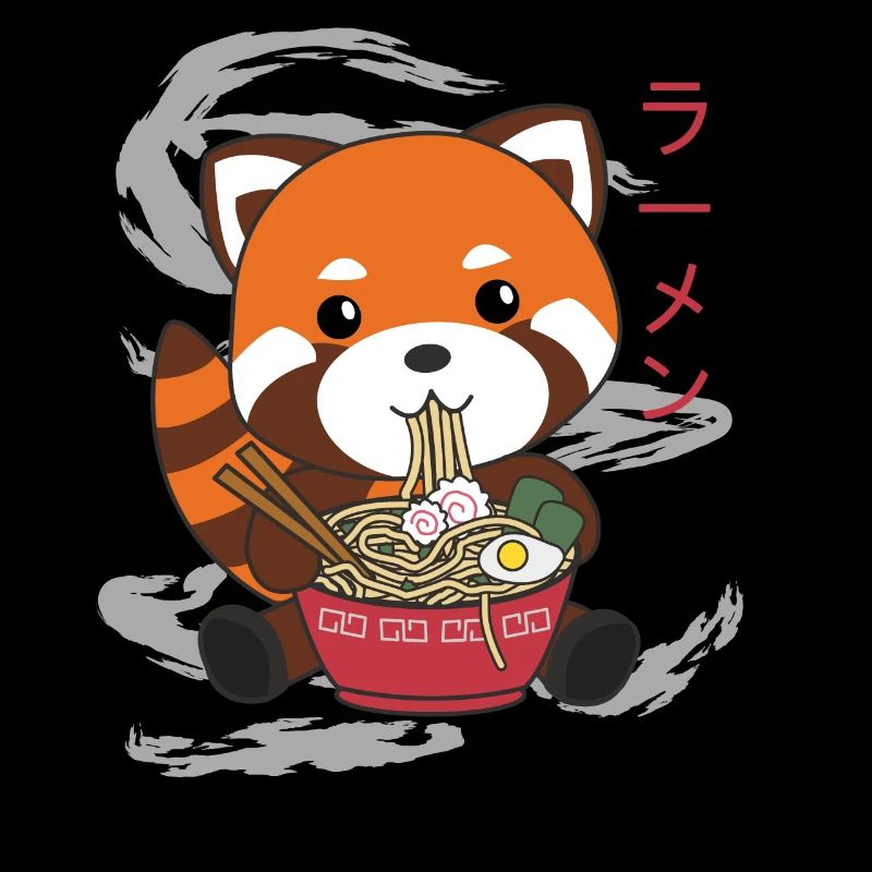 Powered by Ramen sweet red panda eats ramen