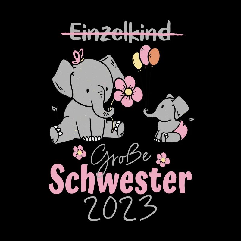 Große Schwester 2023 Elefanten Baby Design Mädchen