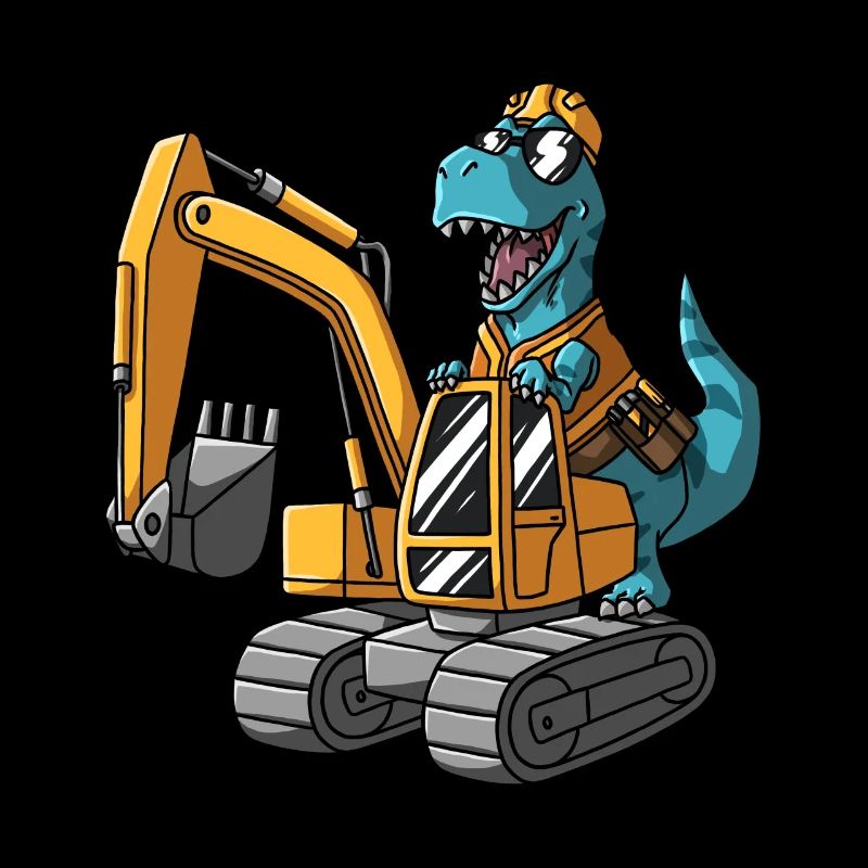 Dino Dinosaurier Bagger T-Rex als Baggerfahrer