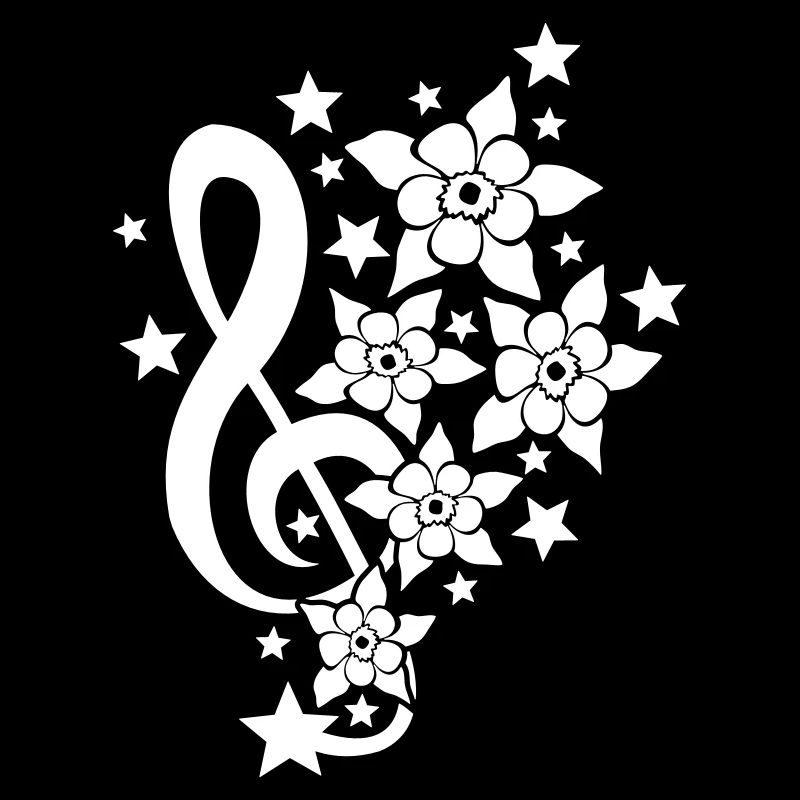 Clé de musique note belles étoiles fleurs