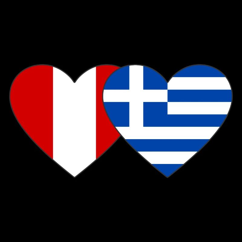 Peru Greece Heart Flag