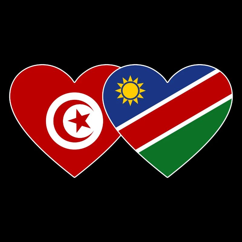 Tunisia Namibia Flag Heart