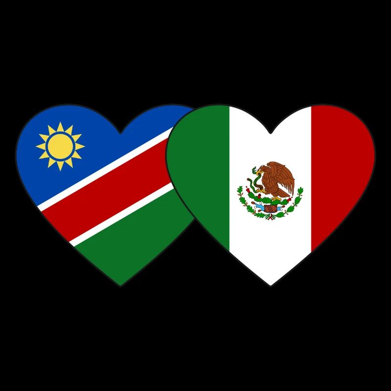 Namibia Mexico Flag Heart
