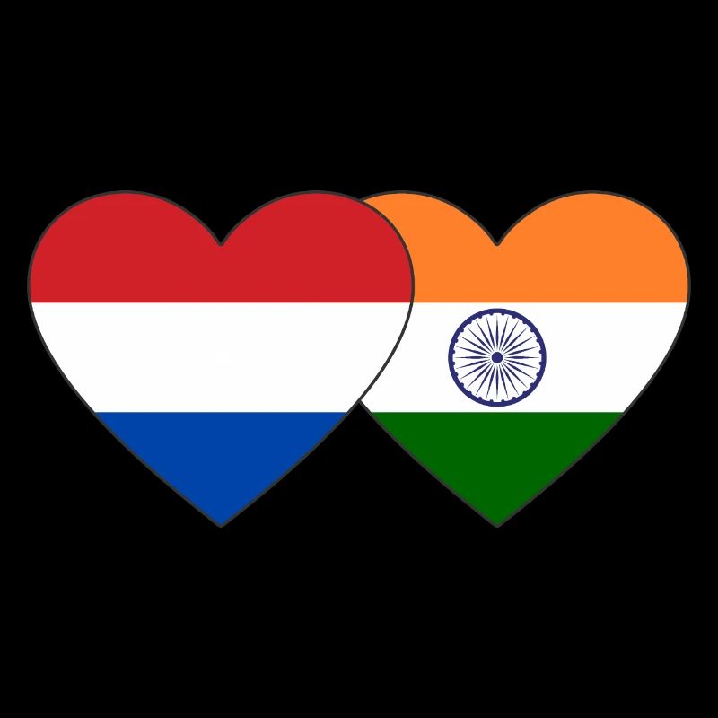 Hollande Inde Drapeau Coeur