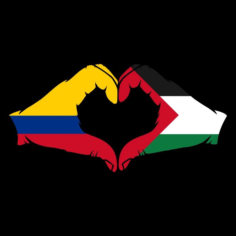 Colombie Palestine drapeau mains forme de coeur