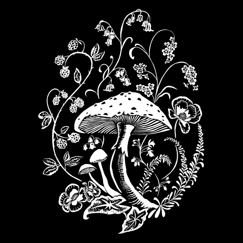 Toadstool with flower tendrils