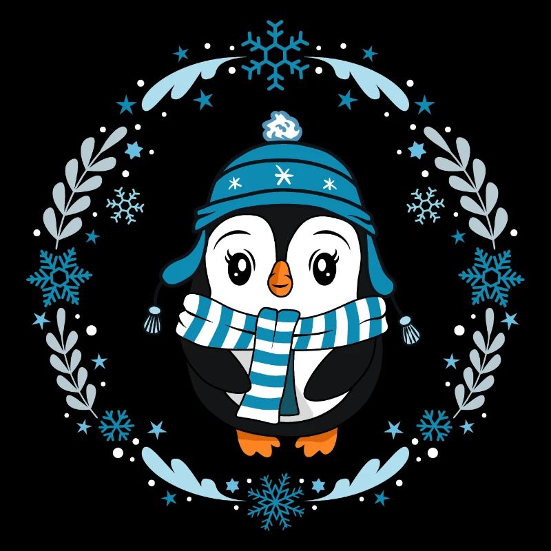 süßer Pinguin Winter Schneeflocken Tiere Mädchen