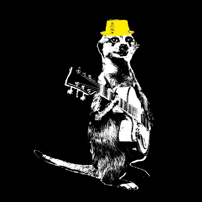 Suricate Guitariste Blanc BG Chapeau Jaune