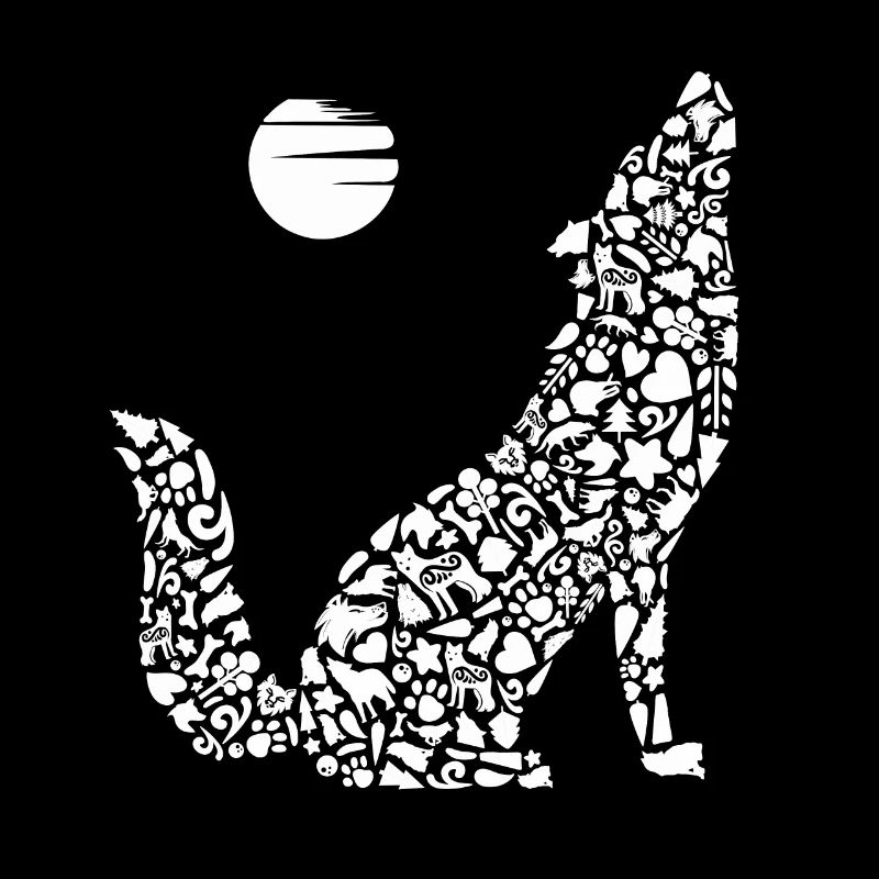 Heulender Wolf Tier Wolfssilhouette Mädchen Wölfe