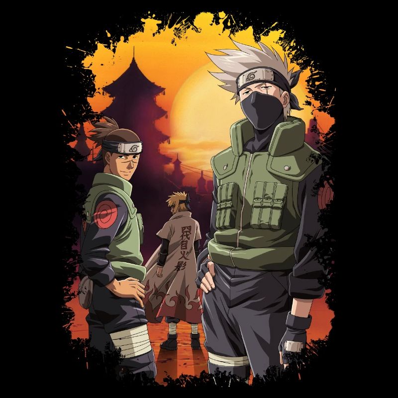 Naruto Cooles Design Mit Kakashi, Iruka Und Naruto