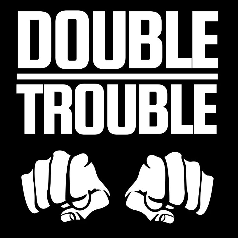 Conception de lettrage "Double Trouble" poings